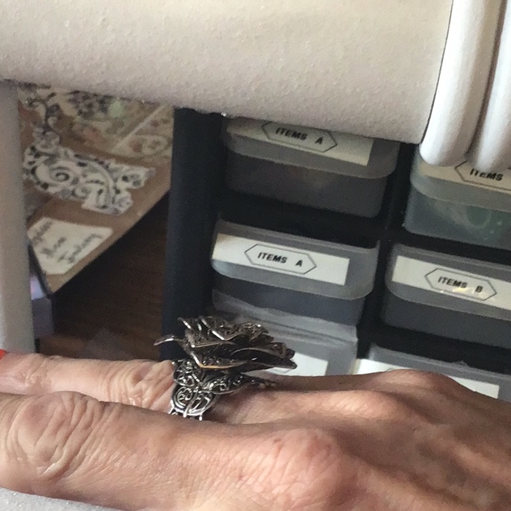 Stunning Large Silver Rose Open Work Ring - image 7